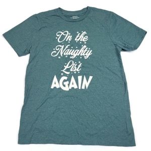 Women's graphic t-shirt medium "on the naughty list again"